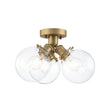 Load image into Gallery viewer, Farmhouze Light - Mid - Century 3 - Light Clear Glass Globe Bubble Ceiling Light - Ceiling Light - Brass -