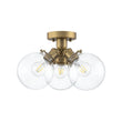 Load image into Gallery viewer, Farmhouze Light - Mid - Century 3 - Light Clear Glass Globe Bubble Ceiling Light - Ceiling Light - Brass -