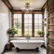Load image into Gallery viewer, Farmhouze Light - Mid - Century 3 - Light Clear Glass Globe Bubble Ceiling Light - Ceiling Light - Brass -
