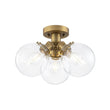 Load image into Gallery viewer, Farmhouze Light - Mid - Century 3 - Light Clear Glass Globe Bubble Ceiling Light - Ceiling Light - Brass -