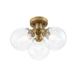 Load image into Gallery viewer, Farmhouze Light - Mid - Century 3 - Light Clear Glass Globe Bubble Ceiling Light - Ceiling Light - Brass -