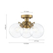 Load image into Gallery viewer, Farmhouze Light - Mid - Century 3 - Light Clear Glass Globe Bubble Ceiling Light - Ceiling Light - Brass -