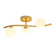 Load image into Gallery viewer, Farmhouze Light - Mid - Century 3 - Light Opal Glass Globe Ceiling Wall Sconce - Chandelier - Brass -