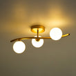 Load image into Gallery viewer, Farmhouze Light - Mid - Century 3 - Light Opal Glass Globe Ceiling Wall Sconce - Chandelier - Brass -