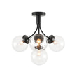 Load image into Gallery viewer, Farmhouze Light - Mid - Century 4 - Light Clear Glass Globe Bubble Ceiling Light - Ceiling Light - Nickel -