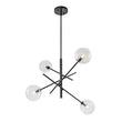 Load image into Gallery viewer, Farmhouze Light - Mid - Century 6 - Light Clear Glass Bubble Sputnik Chandelier - Chandelier - Black/4 - Light -