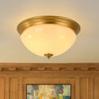 Load image into Gallery viewer, Farmhouze Light - Mid - Century Brass White Cloud Glass Round Ceiling Light - Ceiling Light - Brass -