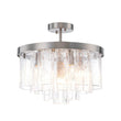 Load image into Gallery viewer, Farmhouze Light - Mid - Century Glam Tiered Water Textured Glass Chandelier - Chandelier - Nickel/6 - Light -