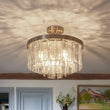 Load image into Gallery viewer, Farmhouze Light - Mid - Century Glam Tiered Water Textured Glass Chandelier - Chandelier - Nickel/6 - Light -