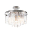 Load image into Gallery viewer, Farmhouze Light - Mid - Century Layered Textured Glass Round Ceiling Light - Chandelier - Nickel/6 - Light -