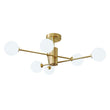Load image into Gallery viewer, Farmhouze Light - Mid - Century Linear Frosted Glass Globe Sputnik Ceiling Light - Ceiling Light - Brass -