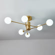 Load image into Gallery viewer, Farmhouze Light - Mid - Century Linear Frosted Glass Globe Sputnik Ceiling Light - Ceiling Light - Brass -