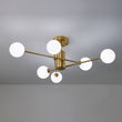 Load image into Gallery viewer, Farmhouze Light - Mid - Century Linear Frosted Glass Globe Sputnik Ceiling Light - Ceiling Light - Brass -