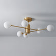 Load image into Gallery viewer, Farmhouze Light - Mid - Century Linear Frosted Glass Globe Sputnik Ceiling Light - Ceiling Light - Brass -