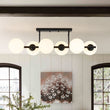 Load image into Gallery viewer, Farmhouze Light - Mid - century Modern Frosted Glass Bubble Island Chandelier - Chandelier - Black -