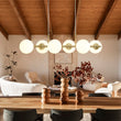 Load image into Gallery viewer, Farmhouze Light - Mid - century Modern Frosted Glass Bubble Island Chandelier - Chandelier - Brass -