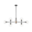 Load image into Gallery viewer, Farmhouze Light - Mid - Century Sputnik Clear Glass Globe Linear Island Chandelier - Chandelier - Black -