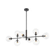 Load image into Gallery viewer, Farmhouze Light - Mid - Century Sputnik Clear Glass Globe Linear Island Chandelier - Chandelier - Black -