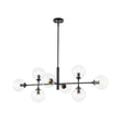 Load image into Gallery viewer, Farmhouze Light - Mid - Century Sputnik Clear Glass Globe Linear Island Chandelier - Chandelier - Black -