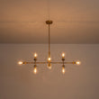Load image into Gallery viewer, Farmhouze Light - Mid - Century Sputnik Clear Glass Globe Linear Island Chandelier - Chandelier - Brass -