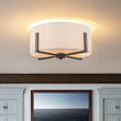 Load image into Gallery viewer, Farmhouze Light - Modern 2 - Light White Fabric Drum Flush Ceiling Light - Ceiling Light - Black -