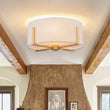Load image into Gallery viewer, Farmhouze Light - Modern 2 - Light White Fabric Drum Flush Ceiling Light - Ceiling Light - Brass -