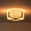 Load image into Gallery viewer, Farmhouze Light - Modern 2 - Light White Fabric Drum Flush Ceiling Light - Ceiling Light - Brass -