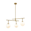 Load image into Gallery viewer, Farmhouze Light - Modern 3 - Light White Glass Globe Brass Tiered Sputnik Chandelier - Chandelier - Brass -