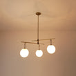 Load image into Gallery viewer, Farmhouze Light - Modern 3 - Light White Glass Globe Brass Tiered Sputnik Chandelier - Chandelier - Brass -