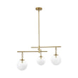 Load image into Gallery viewer, Farmhouze Light - Modern 3 - Light White Glass Globe Brass Tiered Sputnik Chandelier - Chandelier - Brass -