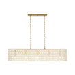 Load image into Gallery viewer, Farmhouze Light - Modern 5 - Light Crystal Accented Oblong Cage Kitchen Island Pendant - Chandelier - Brass -