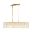 Load image into Gallery viewer, Farmhouze Light - Modern 5 - Light Crystal Accented Oblong Cage Kitchen Island Pendant - Chandelier - Brass -