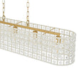 Load image into Gallery viewer, Farmhouze Light - Modern 5 - Light Crystal Accented Oblong Cage Kitchen Island Pendant - Chandelier - Brass -
