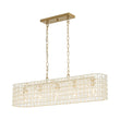 Load image into Gallery viewer, Farmhouze Light - Modern 5 - Light Crystal Accented Oblong Cage Kitchen Island Pendant - Chandelier - Brass -