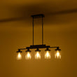 Load image into Gallery viewer, Farmhouze Light - Modern 5 - Light Glass Shade Linear Island Pendant / Semi Flush - Chandelier - Black -