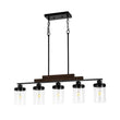 Load image into Gallery viewer, Farmhouze Light - Modern 5 - Light Glass Shade Linear Island Pendant / Semi Flush - Chandelier - Black -