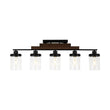Load image into Gallery viewer, Farmhouze Light - Modern 5 - Light Glass Shade Linear Island Pendant / Semi Flush - Chandelier - Black -