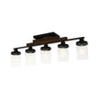 Load image into Gallery viewer, Farmhouze Light - Modern 5 - Light Glass Shade Linear Island Pendant / Semi Flush - Chandelier - Black -
