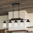 Load image into Gallery viewer, Farmhouze Light - Modern 5 - Light Glass Shade Linear Island Pendant / Semi Flush - Chandelier - Black -