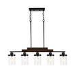 Load image into Gallery viewer, Farmhouze Light - Modern 5 - Light Glass Shade Linear Island Pendant / Semi Flush - Chandelier - Black -