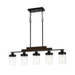 Load image into Gallery viewer, Farmhouze Light - Modern 5 - Light Glass Shade Linear Island Pendant / Semi Flush - Chandelier - Black -