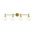 Load image into Gallery viewer, Farmhouze Light - Modern Brass 4 - Light Glass Globe Bathroom Vanity Light - Chandelier - Clear -