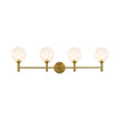 Load image into Gallery viewer, Farmhouze Light - Modern Brass 4 - Light Glass Globe Bathroom Vanity Light - Chandelier - Clear -