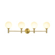 Load image into Gallery viewer, Farmhouze Light - Modern Brass 4 - Light Glass Globe Bathroom Vanity Light - Chandelier - Opal -