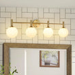 Load image into Gallery viewer, Farmhouze Light - Modern Brass 4 - Light Glass Globe Bathroom Vanity Light - Chandelier - Opal -
