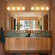 Load image into Gallery viewer, Farmhouze Light - Modern Brass 4 - Light Glass Globe Bathroom Vanity Light - Chandelier - Opal -