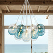 Load image into Gallery viewer, Farmhouze Light - Modern Brass Cluster Glass Globe Blue Bubble Chandelier - Chandelier - Blue -