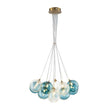 Load image into Gallery viewer, Farmhouze Light - Modern Brass Cluster Glass Globe Blue Bubble Chandelier - Chandelier - Blue -