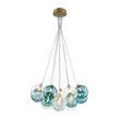Load image into Gallery viewer, Farmhouze Light - Modern Brass Cluster Glass Globe Blue Bubble Chandelier - Chandelier - Blue -