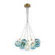 Load image into Gallery viewer, Farmhouze Light - Modern Brass Cluster Glass Globe Blue Bubble Chandelier - Chandelier - Blue -